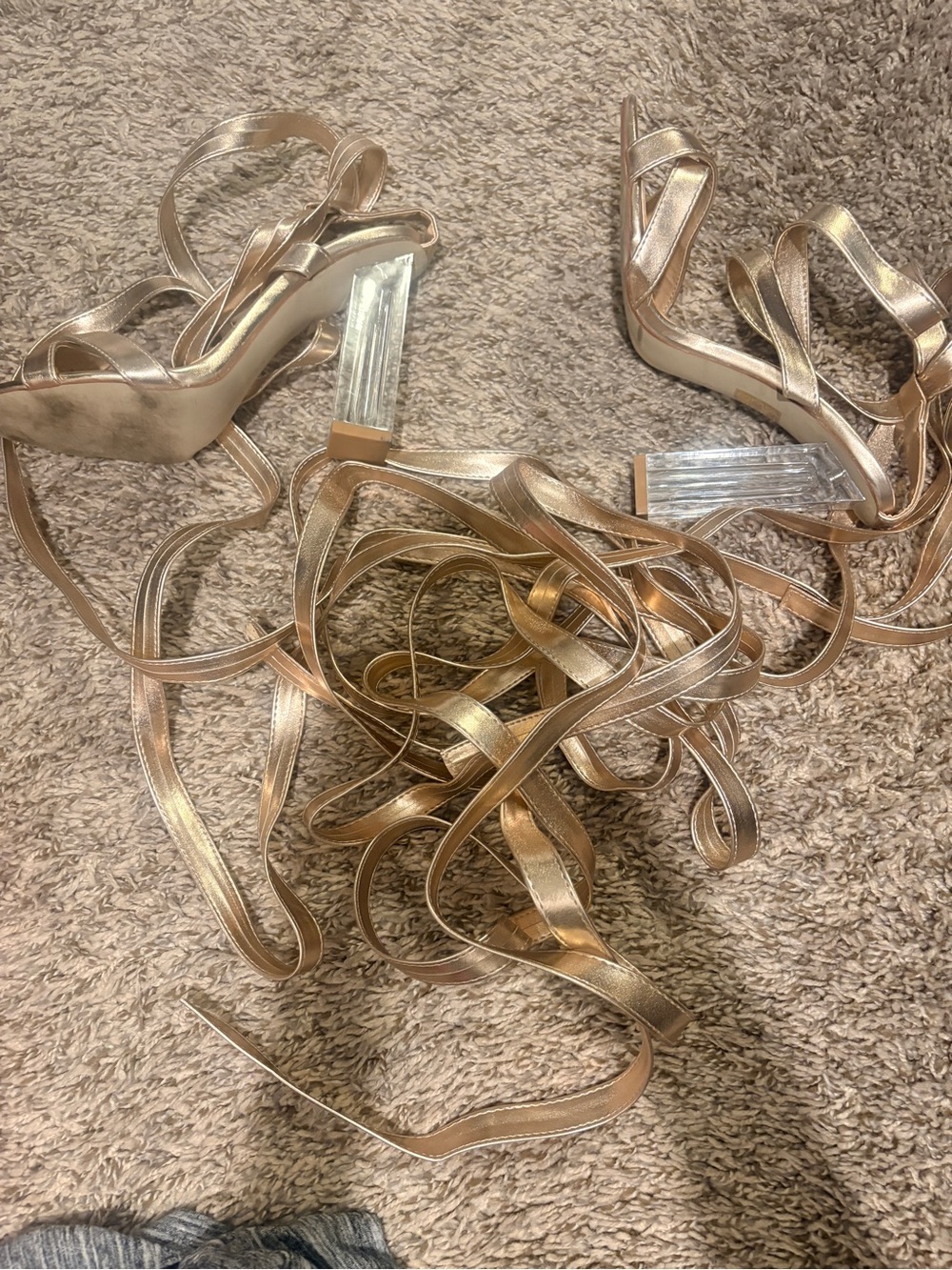 Hot Miami Styles Metallic Gold Lace-Up Heeled Sandals